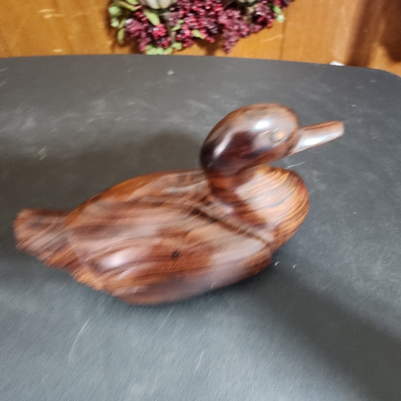 VINTAGE CARVED IRONWOOD DUCK FIGURE WOOD DUCK DECOY - Picture 2 of 6